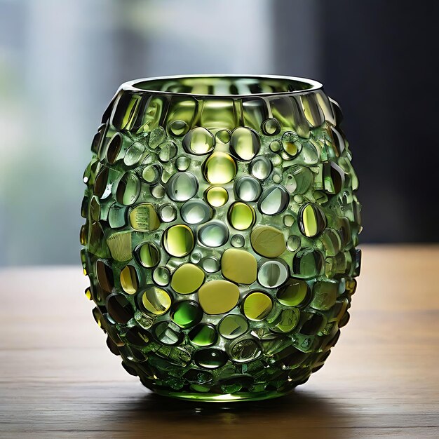 Photo a vase made of glass stones ai