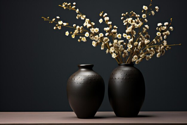 Vase met gypsophila bloemen op een donkere achtergrond