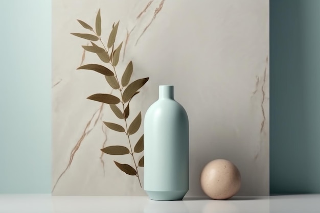 Vase op witte tafel Voorzijde plaats voor tekst kopie ruimte mockup Ai gegenereerd