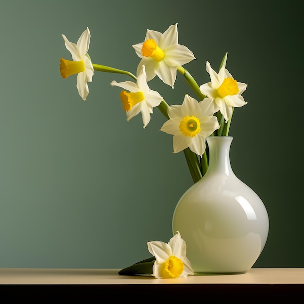 Vase with bouquet of beautiful tulips on color background