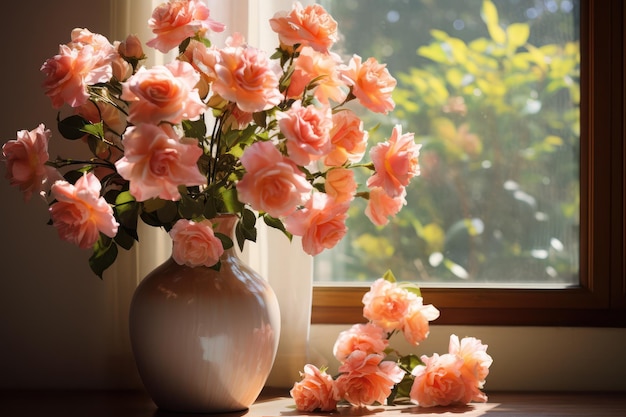 vase with a bouquet of roses