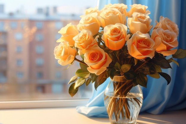 vase with a bouquet of roses