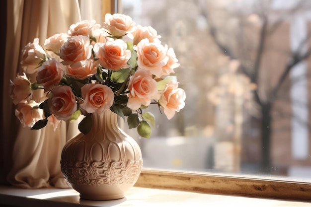 vase with a bouquet of roses