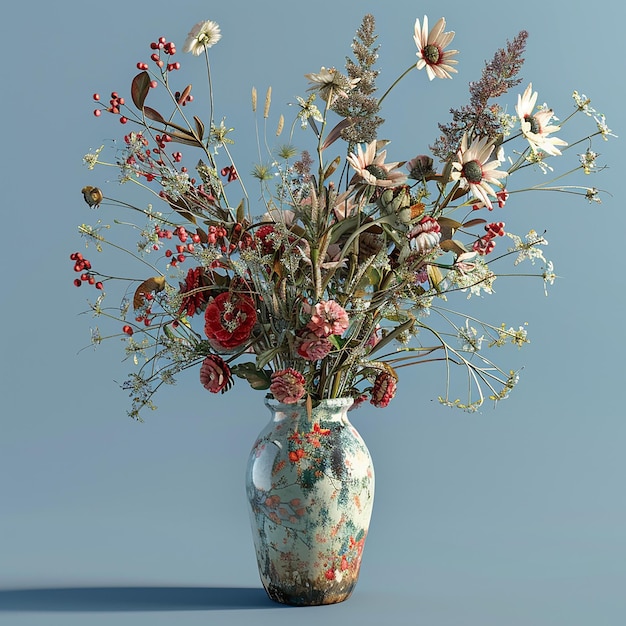 Foto un vaso con un bouquet di fiori in esso