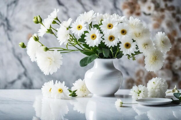 a vase with daisies and a vase with the words  daisies  on the bottom