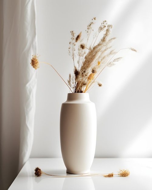 Photo a vase with dried flowers