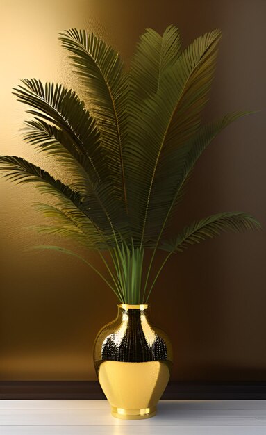 羽の入った花瓶と金の台座のある花瓶。