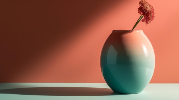 A vase with a flower in it on a table