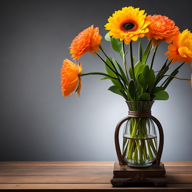 Vase with flowers on a dark background