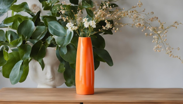 Photo a vase with flowers in it is sitting on a table