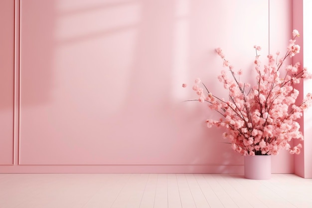 a vase with flowers on it is on a wooden floor