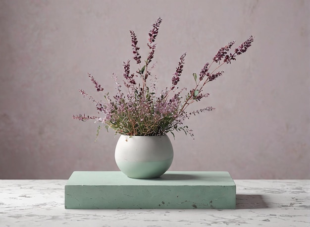 a vase with flowers on top of a table