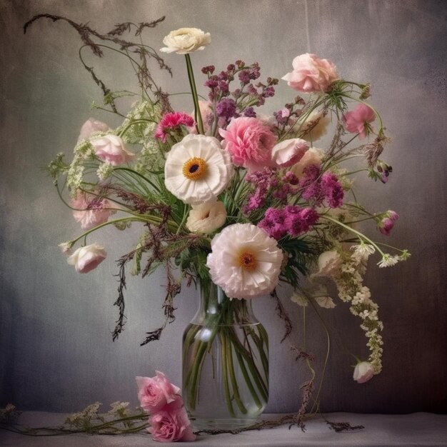 a vase with flowers and the words " spring " on it.