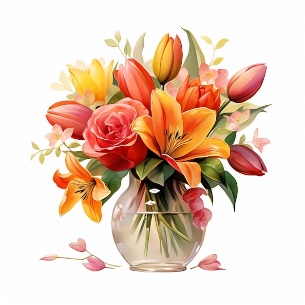 花の花瓶とチューリップという言葉がその上に書かれています