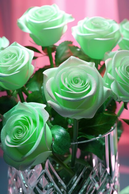 Vase with green flowers