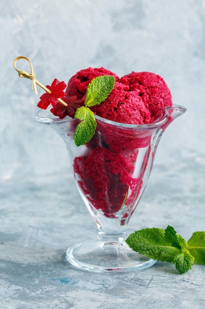 Vase with homemade ice cream from beets