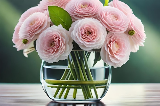 A vase with pink flowers in it and green stems.