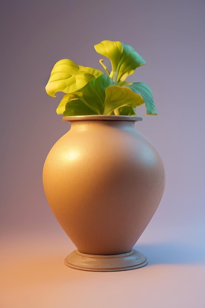 A vase with a plant in it that is on a table