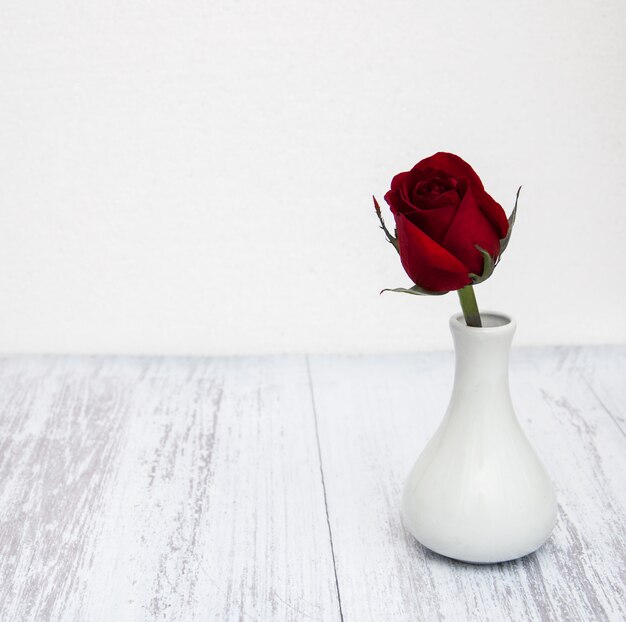 Vase with red rose