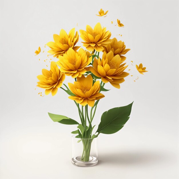 Photo a vase with yellow flowers