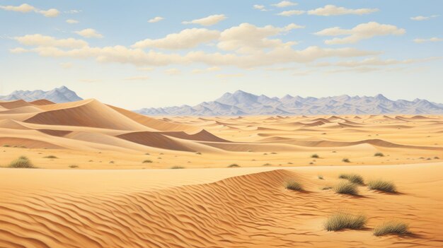 Vast desert dunescape watercolor illustration generative ai