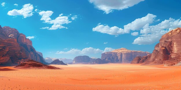 Photo a vast desert landscape with red rocks and blue sky