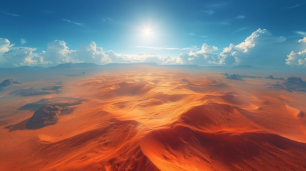 Foto un vasto paesaggio desertico con un'imponente carta da parati di sabbia