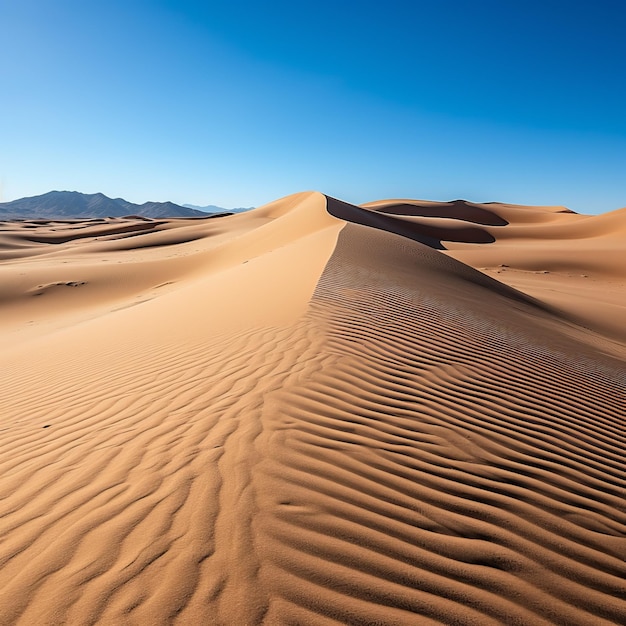 A vast expanse of sand dunes in the Sahara desert of Africa