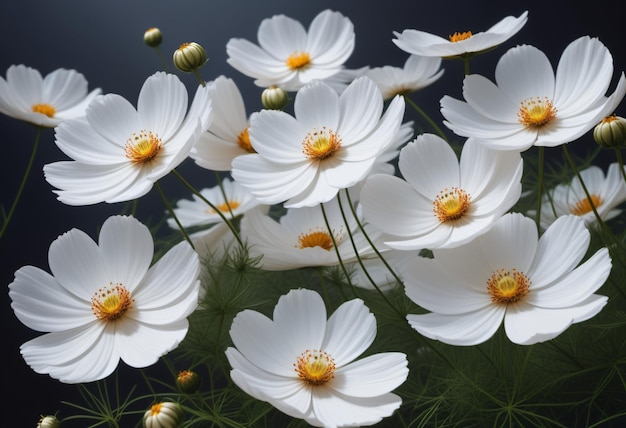 A vast field of cosmos flowers