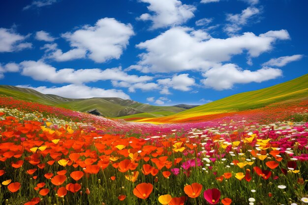 Photo vast fields of wildflowers