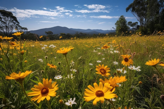 Vast flowery field life and colors Nature in full harmony Nikon D850 50mm f18 f56 ISO 200 1250s generative IA