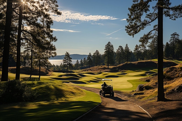 A Vast Golf Course Extends Under a Clear Sky