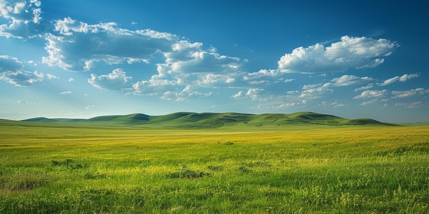 Photo vast grassland under blue sky