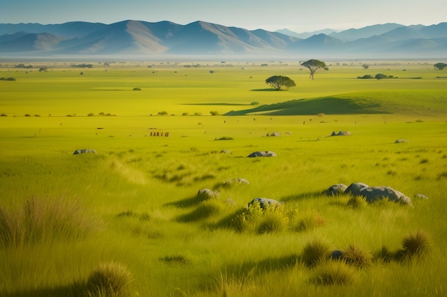 The vast grassland looks far away Beautiful natural environment wallpaper background photography