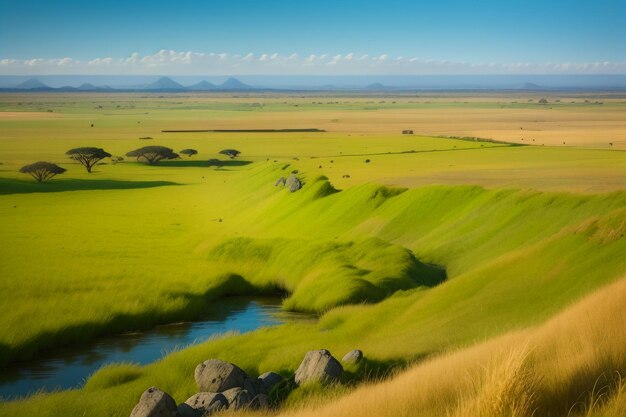 The vast grassland looks far away beautiful natural environment wallpaper background photography