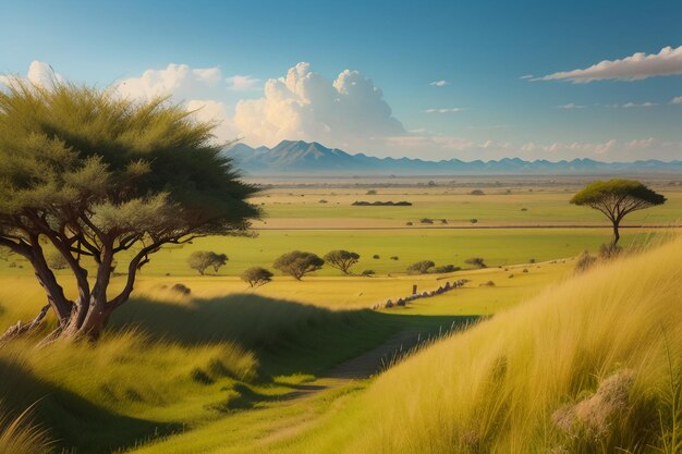 The vast grassland looks far away beautiful natural environment wallpaper background photography