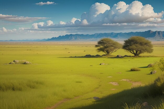 The vast grassland looks far away Beautiful natural environment wallpaper background photography