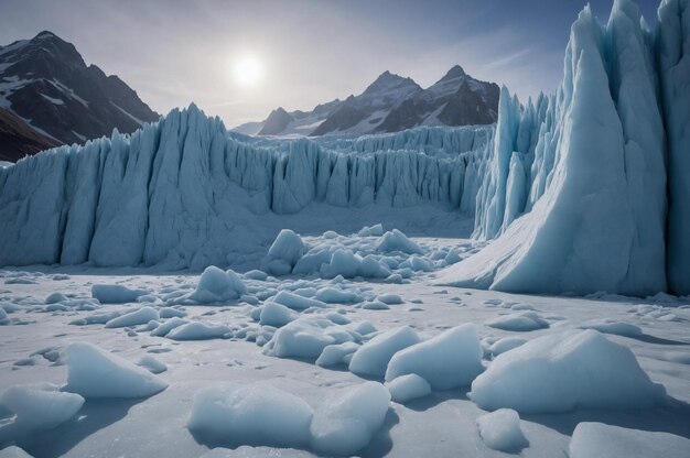 Vast ice formations in the heart of the glacier