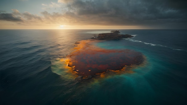 vast oceanic waters in the evening or morning