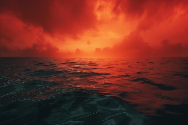 Photo vast red dawn sea generate ai