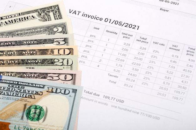 VAT invoice with American money