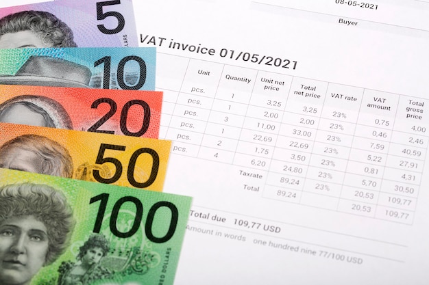 VAT invoice with Australian money