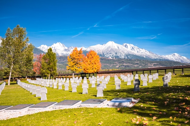 Vazec Slowakije 26 juni 2015 Militaire begraafplaats uit WO II sluit het kleine dorpje Vazec in Slowakije tijdens de zomer