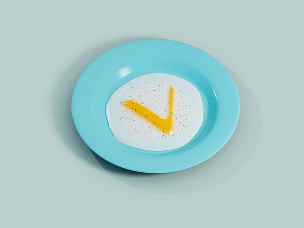 Vechain EggYolkサニーサイドアップ朝食暗号通貨3Dイラストレンダリング