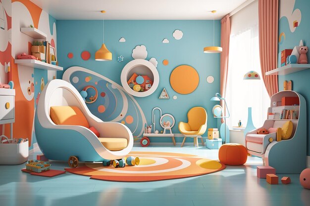 Vector 3d abstract rad baby room