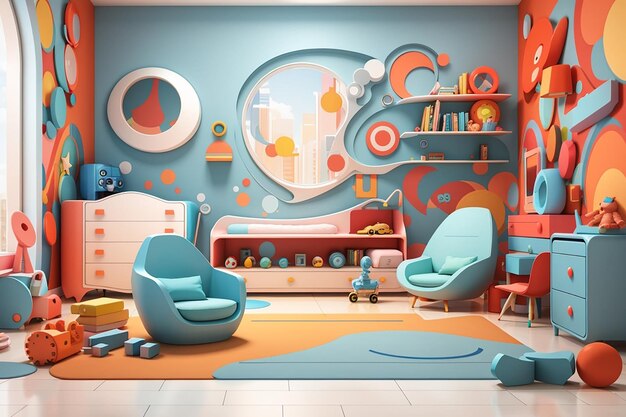 Foto vector 3d abstract rad babykamer