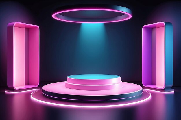 Vector 3d abstract studio room with pedestal podium abstract scene background