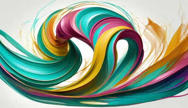 Foto vector 3d paint curl abstract spiraal penseel stroke flowing ribbon shape digitale vloeibare inkt