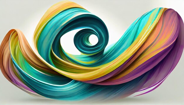 Foto vector 3d paint curl abstract spiraal penseel stroke flowing ribbon shape digitale vloeibare inkt