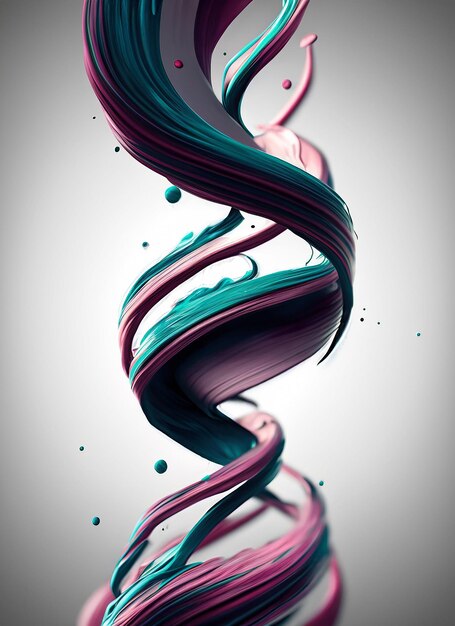 Foto vector 3d paint curl abstract spiraal penseel stroke flowing ribbon shape digitale vloeibare inkt